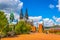 COLOGNE, GERMANY, AUGUST 11, 2018:  View of the cathedral and statue of wilhelm II in Cologne, Germany