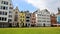 COLOGNE, GERMANY - MAY 31, 2018: photo of facades of houses in the traditional German style on the Rhine waterfront of the city