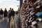 COLOGNE, GERMANY- OCTOBER 06, 2018: Tourists on the Hohenzollern Bridge.