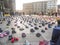 Cologne, Germany - September 12, 2007: abortion protest on a city square with hundreds of small children shoes