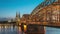 Cologne (Koln) Germany city skyline day to night time lapse at Cologne Cathedral (Cologne Dom)