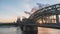 Cologne (Koln) Germany city skyline sunset time lapse at Cologne Cathedral (Cologne Dom) with Rhine River and