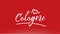 cologne white city hand written text with heart logo on red background