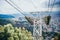 COLOMBIA - APRIL 24: Cable structure supporting the funicular to go up and down Monserrate mountain, April 24, 2018 in Bogota,