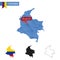 Colombia blue Low Poly map with capital Bogota