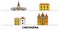 Colombia, Cartagena flat landmarks vector illustration. Colombia, Cartagena line city with famous travel sights, skyline