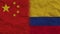 Colombia and China Flags Together, Crumpled Paper Effect 3D Illustration