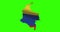 Colombia country shape outline on green screen with national flag waving animation