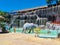 Colombia, Doradal, waterfall in the pool of a water park