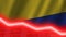 Colombia economic downturn red negative neon line light. Business and financial money market crisis concept, 3D Illustration