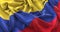 Colombia Flag Ruffled Beautifully Waving Macro Close-Up Shot
