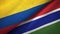 Colombia and Gambia two flags textile cloth, fabric texture