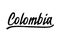 Colombia hand lettering on white background