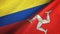 Colombia and Isle of Mann two flags textile cloth, fabric texture