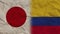 Colombia and Japan Flags Together, Crumpled Paper Effect 3D Illustration