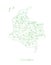 Colombia map, green dotted net vector background