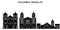 Colombia, Medellin architecture vector city skyline, black cityscape with landmarks, isolated sights on background