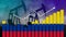 Colombia oil industry concept. Economic crisis, increased prices, fuel default. Oil wells, stock market, exchange economy and