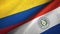 Colombia and Paraguay two flags textile cloth, fabric texture