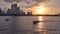 Colombia, scenic Cartagena bay Bocagrande and panoramic city skyline at sunset