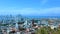 Colombia, scenic view of Cartagena cityscape, modern skyline, hotels and ocean bays Bocagrande and Bocachica from the