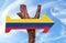 Colombia sign with sky background