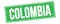 COLOMBIA text on green grungy rectangle stamp