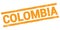 COLOMBIA text on orange rectangle stamp sign