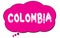 COLOMBIA text written on a pink cloud bubble