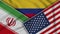 Colombia United States of America Iran Flags Together Fabric Texture Illustration