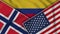 Colombia United States of America Norway Flags Together Fabric Texture Illustration