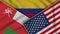 Colombia United States of America Oman Flags Together Fabric Texture Illustration