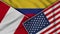 Colombia United States of America Peru Flags Together Fabric Texture Illustration