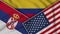 Colombia United States of America Serbia Flags Together Fabric Texture Illustration