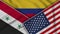 Colombia United States of America Syria Flags Together Fabric Texture Illustration
