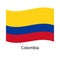 Colombia vector flags set. 5 wavy 3D cloth pennants fluttering on the wind