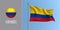 Colombia waving flag on flagpole and round icon vector illustration