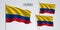 Colombia waving flag set of vector illustration