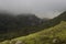 Colombian andean forest mountains in cloudy rainy day