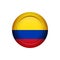 Colombian flag on the round button, vector illustration