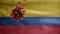 Colombian flag waving with Coronavirus outbreak. Pandemic Covid 19 Colombia