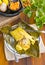 Colombian recipe - steamed tamales cooked in banana leaves