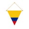 Colombian triangle flag hanging, vector illustration