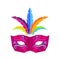 Colombina Carnival Mask with Feathers Flat Vector