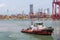 Colombo, Sri Lanka - tug boat near the container terminal, inside the sea port,