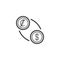 Colon and dollar exchange line icon