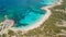 Colonia Sant Jordi, Mallorca Spain. Amazing drone aerial landscape of the charming Estanys beach