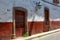 Colonial architecture of adobe building in Patzcuaro Mexico