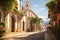 Colonial architecture and historic churches in a