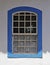 Colonial blue window in Tiradentes, Minas Gerais